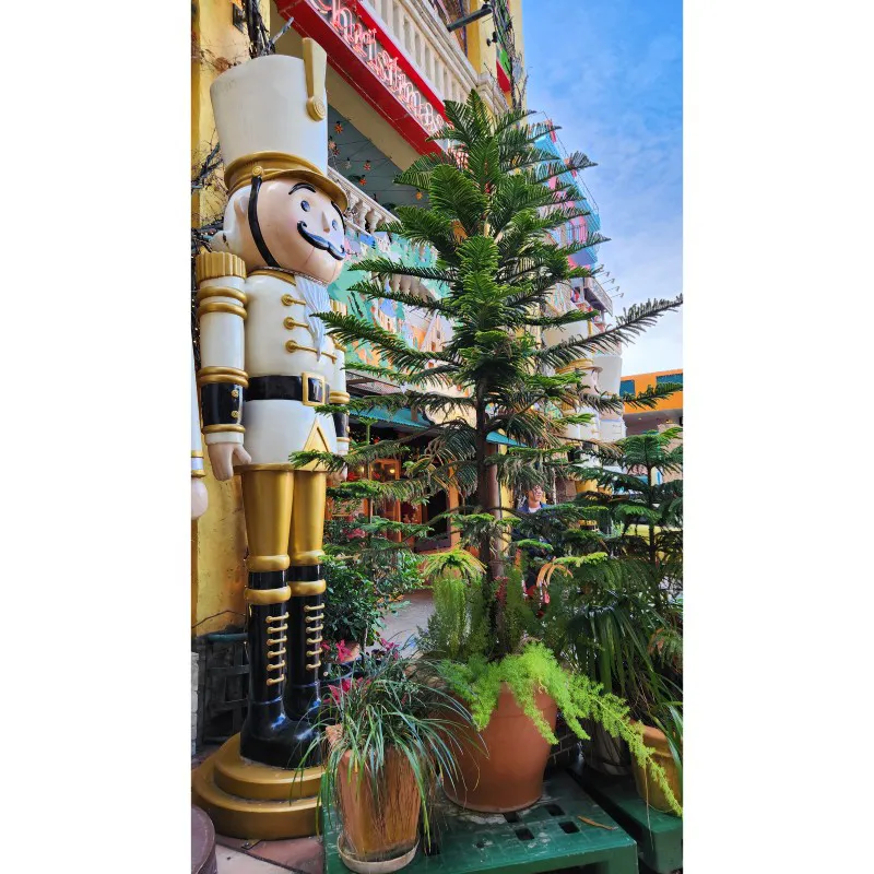 Giant nutcracker statue beside Christmas Land at American Village in Chatan, Okinawa