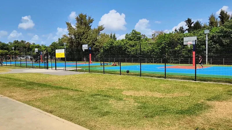 Outdoor basketball courts at Kitanakagusuku Sports Park Okinawa