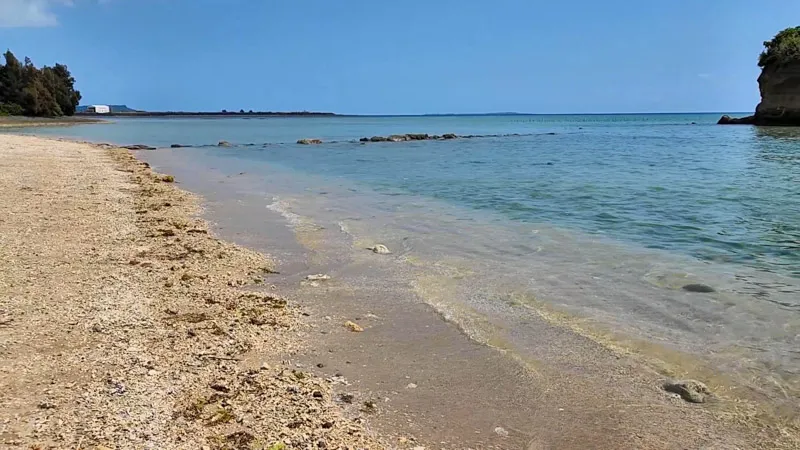 Fine sandy beach and turquoise water near Kitanakagusuku Sports Park Okinawa