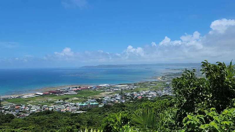 Panoramic view of Okinawa coastline from Nakagusuku Castle ruins