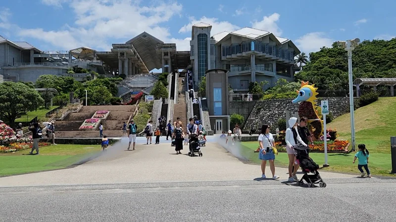Visitors at entrance of Okinawa Churaumi Aquarium