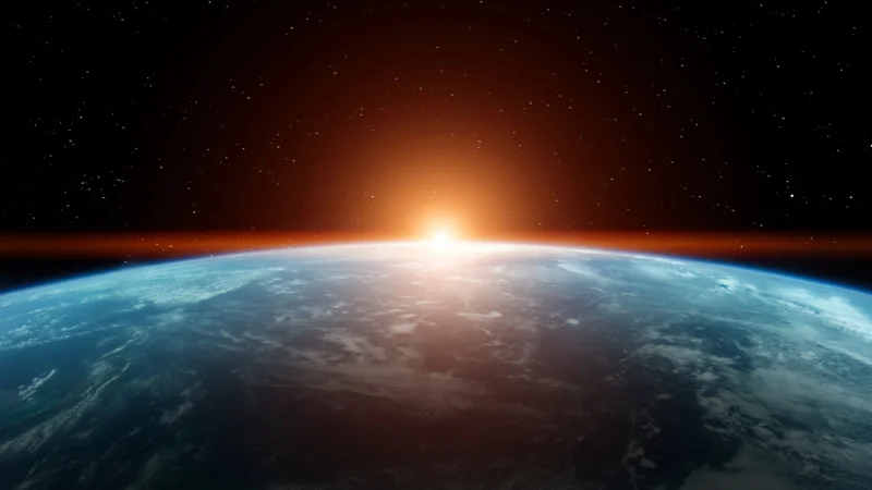 Sunrise over planet Earth seen from space