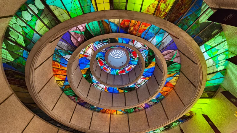 Spiral stained glass at Ocean Expo Park Tropical Dream Center