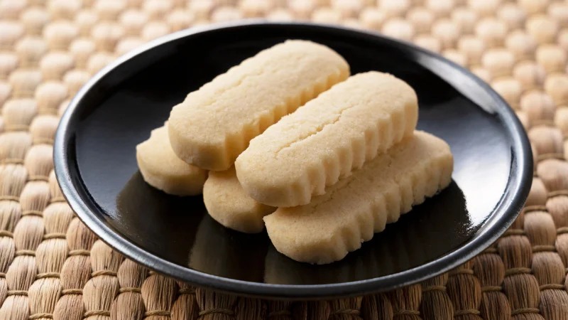 Plate of chinsukō, traditional shortbread cookies from Okinawa