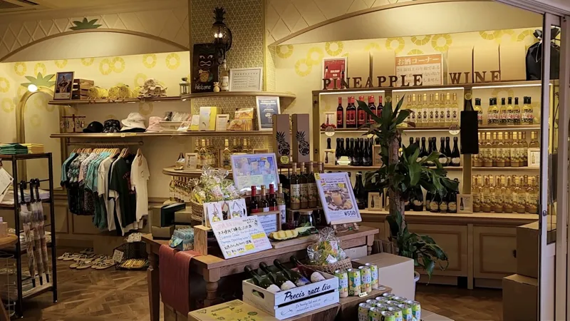 Interior of a shop selling wine and souvenirs in Japan