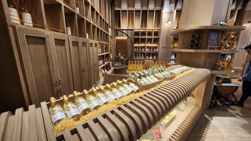 Bottles of wine displayed in an japan shop